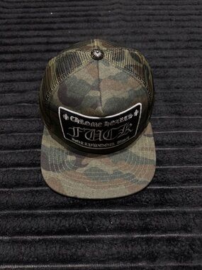 Chrome Hearts Camouflage Trucker Hat - Olive Green Camo